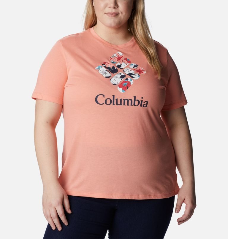 Women\'s Columbia Bluebird Day Relaxed Crew Neck T Shirts Coral | Plus Size CA-ML834